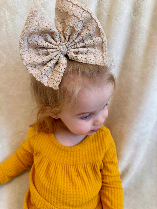 Beige Ruffle Bows
