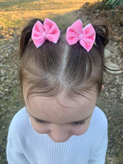 Flamingo Pink Velvet Bows