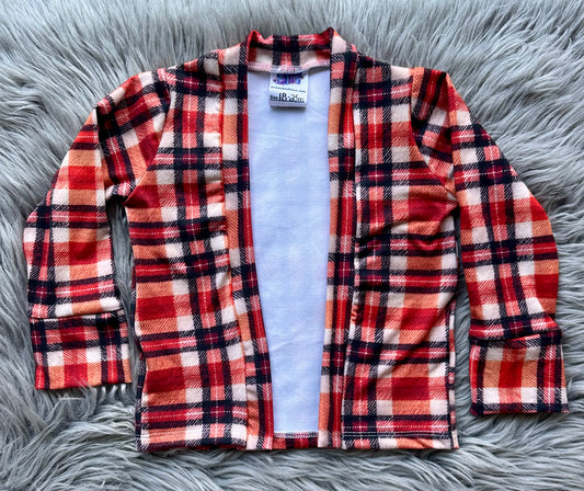 18/24M Orange Plaid Cardigan - Ready to Ship