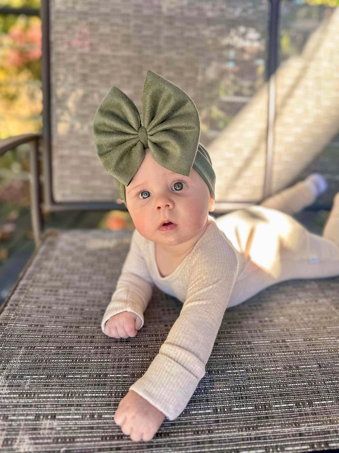 Olive Suede Bows