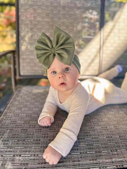 Olive Suede Bows